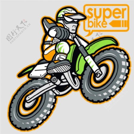 越野摩托车插画图片