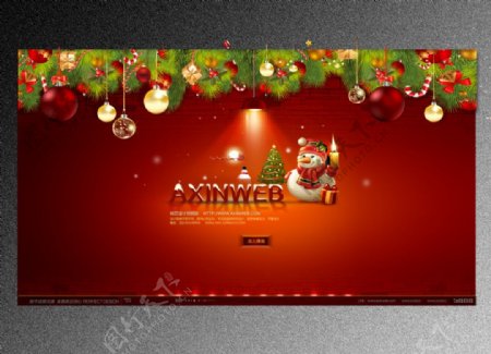 红色喜庆风格淘宝圣诞节海报模板下载