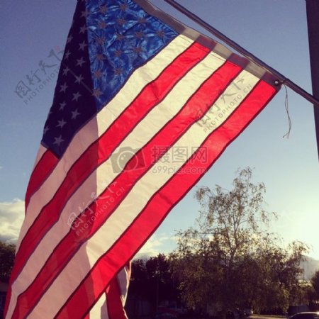 阳光下的美国国旗