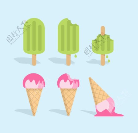 夏季雪糕和冰淇淋矢量素材
