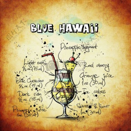 蓝色夏威夷鸡尾酒