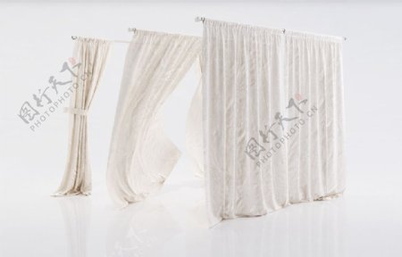 白色柔软简洁窗帘模型