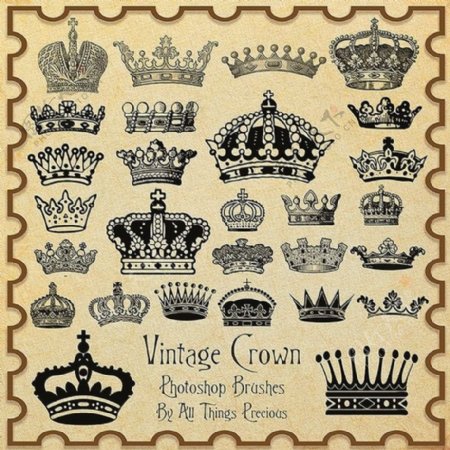 各式各样古老的皇冠王冠Photoshop笔刷下载