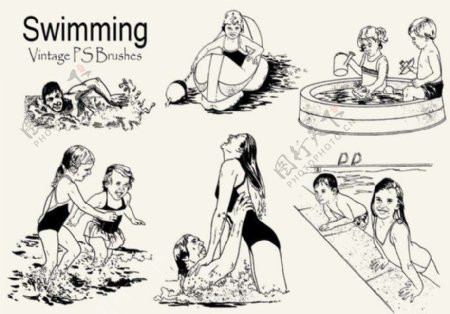 20种戏水游泳玩水剪贴画图形PS笔刷下载
