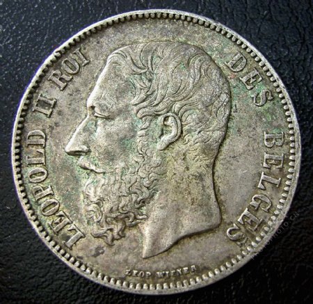 1873年比利时5法朗老银币图片