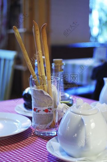 面包桌子茶咖啡厅茶壶下午茶