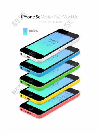 IPhone5c所有的颜色矢量PSD