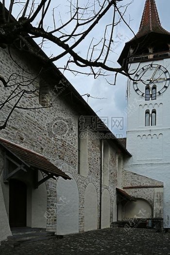 景观教堂时钟钟塔建筑主题地标