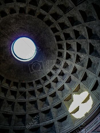 光影拱罗马万神殿主题怪异罗马建筑风格混凝土半球形屋顶门廊