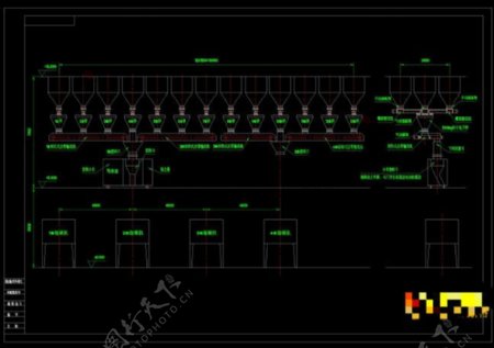 皮带机配料系统图CAD机械图纸