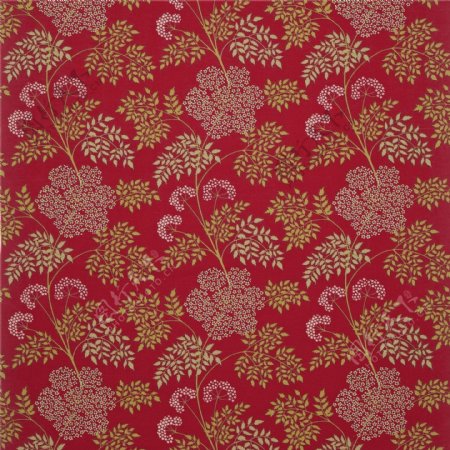 红色花纹布艺壁纸图片