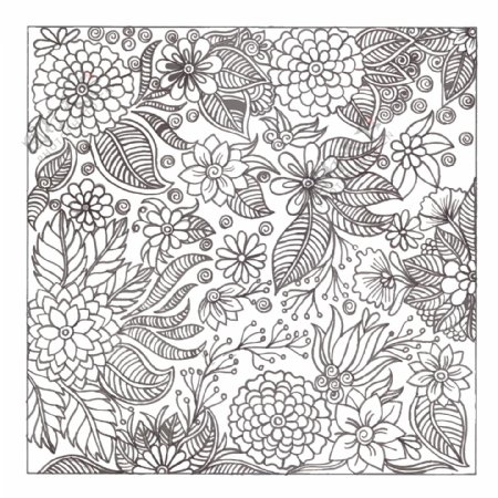 黑白素描风格花卉图案背景