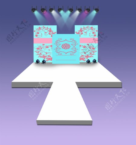 粉蓝色婚礼效果设计图免费下载