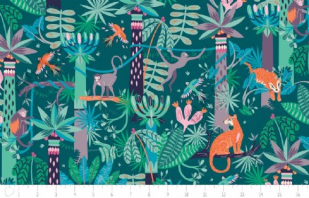 树林里的动物布艺壁纸图