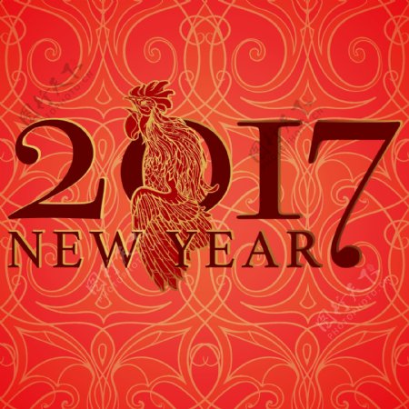 中国风鸡年新年矢量素材2017