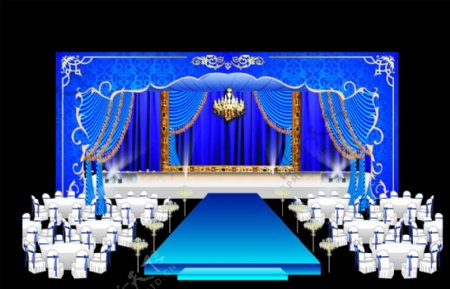 婚礼蓝色舞台图片