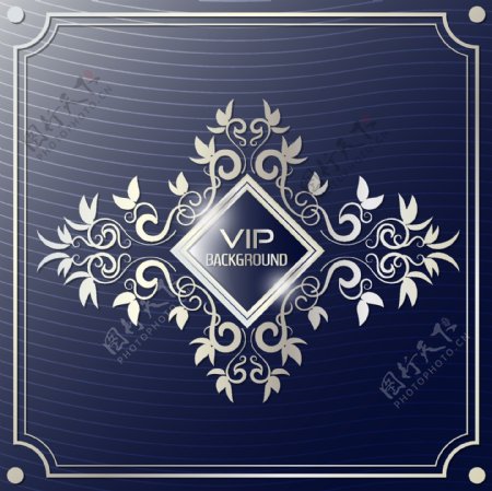 蓝色vip装饰花边背景设计