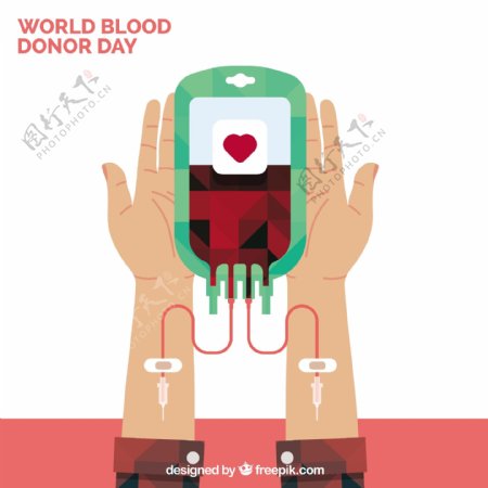 献血者日双手背景平面设计素材