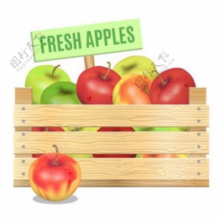 苹果木板背景素材
