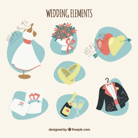 7款创意婚礼元素设计矢量素材