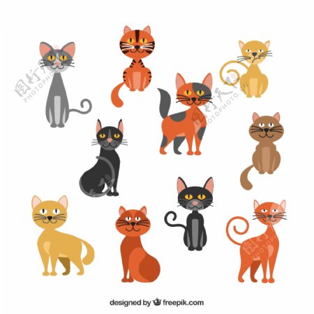 10款可爱猫咪设计矢量素材