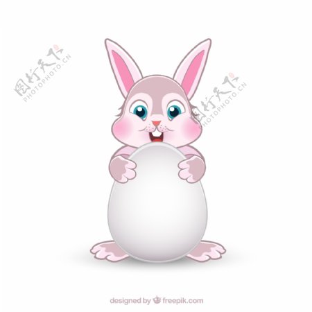 抱蛋的兔子
