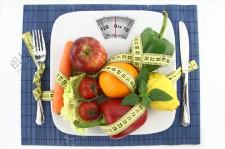 体重仪与水果蔬菜图片
