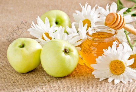 蜂蜜和花朵苹果图片