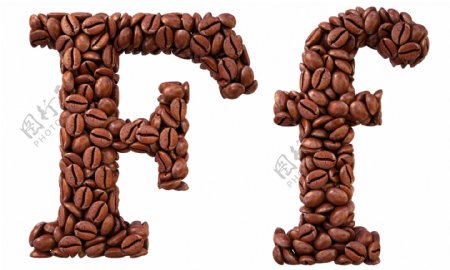 咖啡豆组成的字母F图片