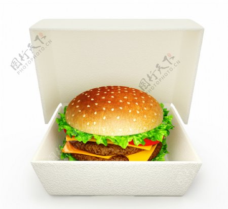 盒子里的汉堡图片