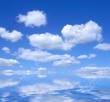 蓝天白云大海图片