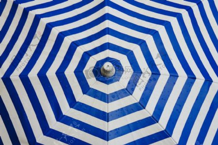 蓝色和白色雪佛龙伞的照片