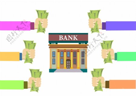 银行储蓄扁平化插画