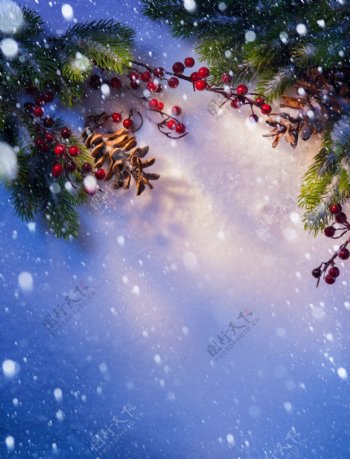 圣诞树雪花背景图片