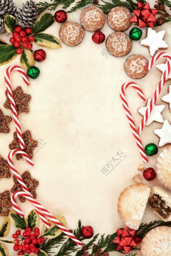 圣诞节饼干与圣诞节装饰图片