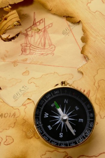 指南针与地图图片