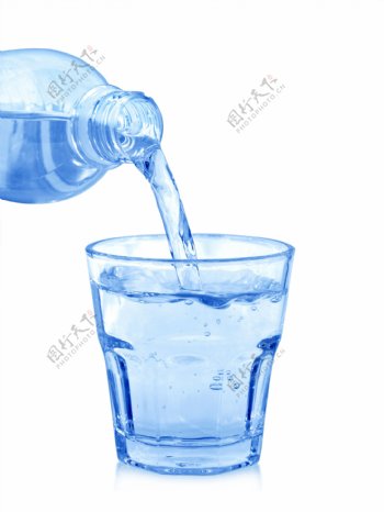 蓝色水瓶与玻璃杯图片