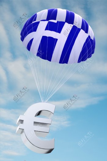 希腊国旗降落伞图片