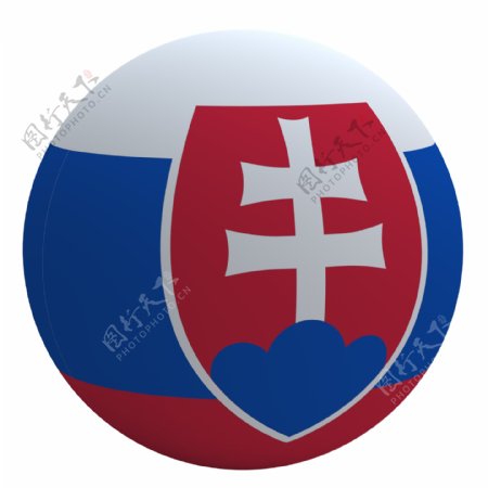 斯洛伐克国旗上的球孤立在白色