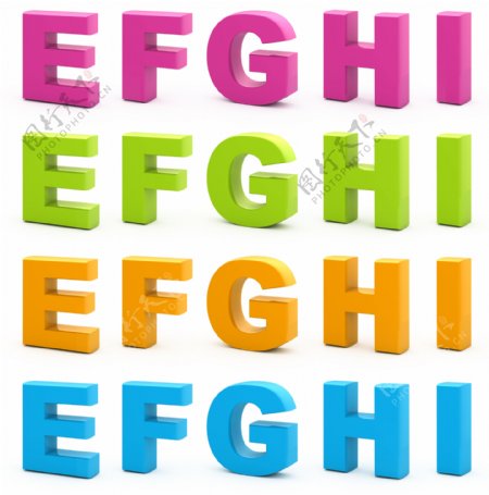 彩色立体EFGHI字母图片