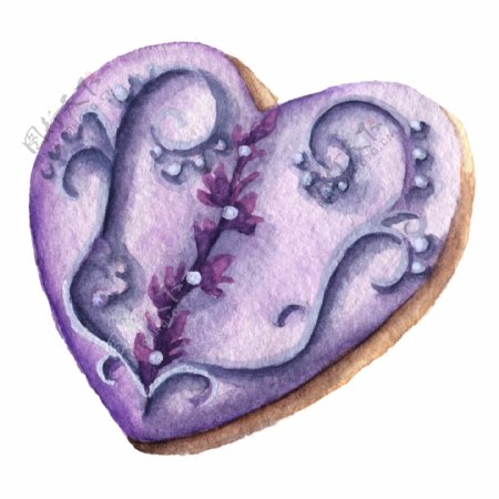 紫色美味爱心蛋糕图片素材