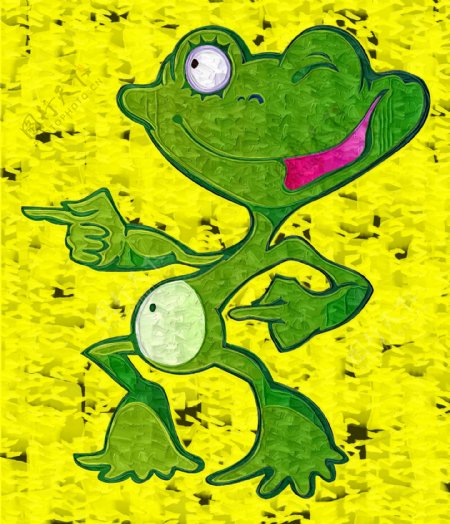 卡通青蛙油画图片