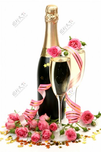 香槟与玫瑰花