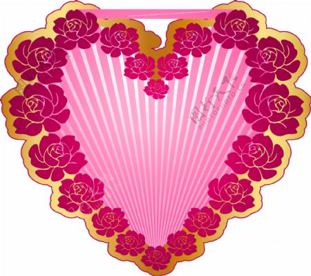 浪漫粉色花朵心形元素