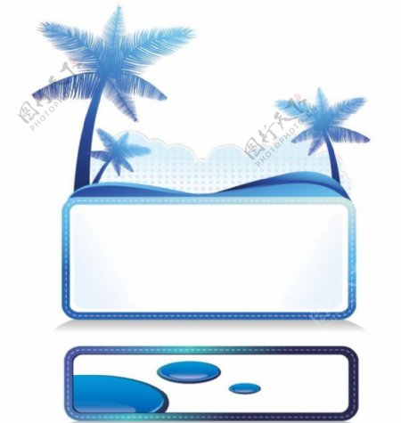 蓝色热带椰树边框图片