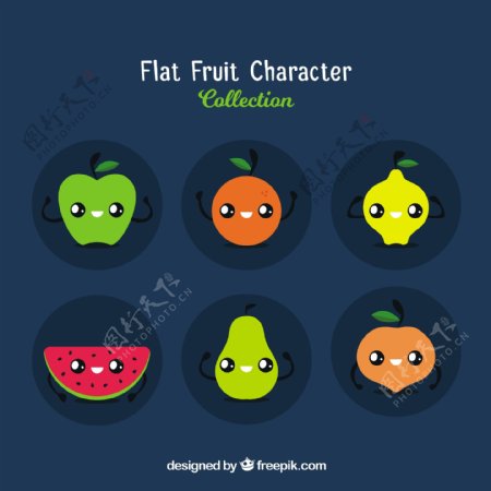 各种有趣的水果人物表情图标