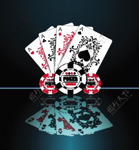 漂亮扑克牌筹码德州扑克图片