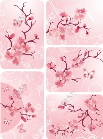 粉色桃花矢量素材图片