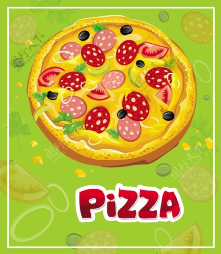 卡通pizza01向量