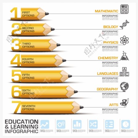 创意铅笔商务信息图表矢量素材